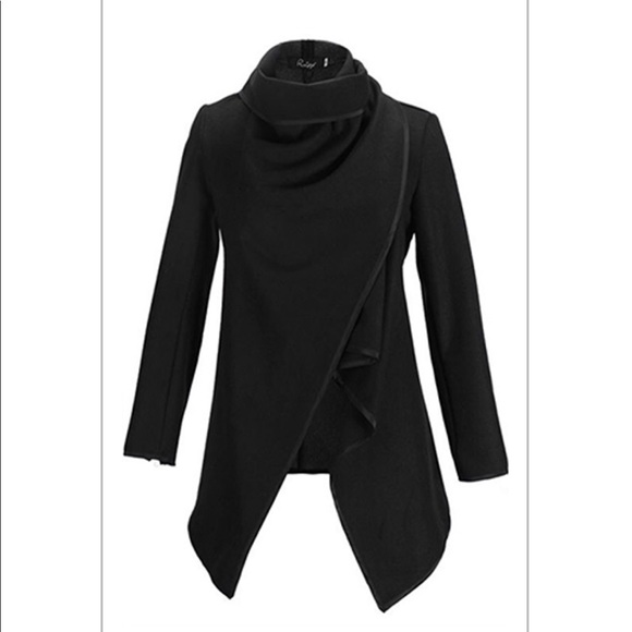 Black Wrap Stylish Coat - Picture 3 of 6